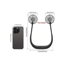 Ventilador de verano portátil, ventilador refrigerado, ventilador de cuello con manos libres, ventilador colgante recargable por USB de 1200 mAh, mini ventilador deportivo con 3 velocidades ajustables, ventilador doble para el hogar y la oficina