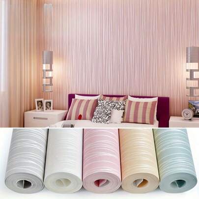 1 Roll Striped Textured Self-Adhesive Wallpaper, Sticky Wallpaper, Removable Wallpaper, Self-Adhesive Wall Sticker, For Cabinet, Furniture, Wall Decor, Home Decoration