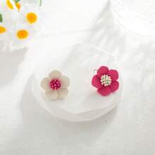一对清新时尚的花朵耳环适合日常聚会佩戴 - 彩色 - 查看 1