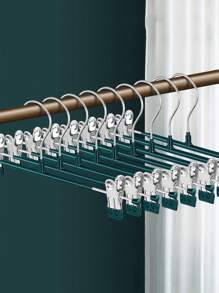 25 Pack Pants & Skirt Hangers With Clips, Metal Non-Slip Pants Hangers For Jeans Clothes Hangers, Ladies Shorts Hangers, Space Saving Clothing Hangers, Suitable For Adults, Men, Women,