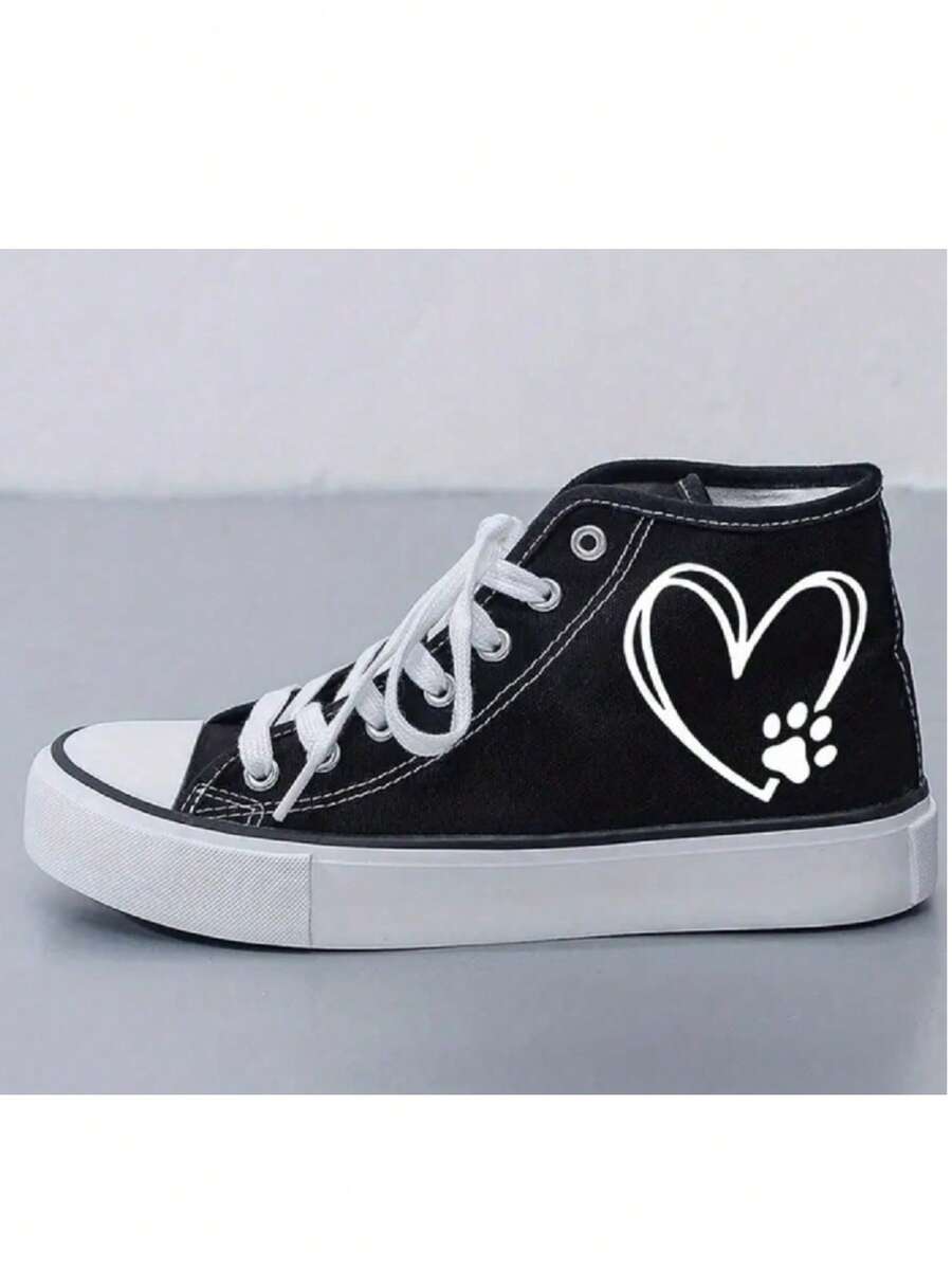 Tenis mujer hombre bota choclo urbano casual zapato deportivo cómodo confort moda unisex 22mx-28mx lona calidad premium petlover animal lover - Blanco y Negro - Ver 1