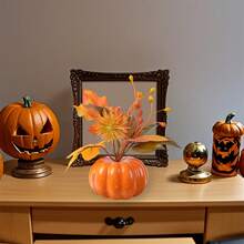 Halloween Artificial Pumpkin Decoration With Leaves Plants Party Table Centerpieces Decor - Multicolor - View 4