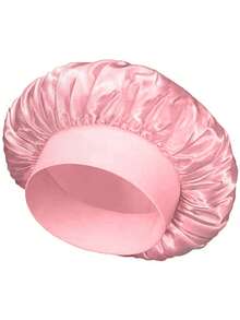 1 pieza Gorro de satén de ala ancha de unicolor para mujer, gorro de dormir de moda, cómodo y transpirable, adecuado para el cuidado diario del cabello - A - Ver 5