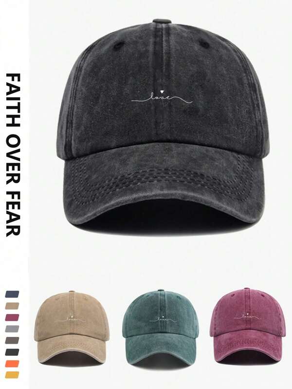 1pc Heart & Letter Print Versatile Fashion Casual Outdoor UV Protection Baseball Cap, Suitable For Everyday Wear