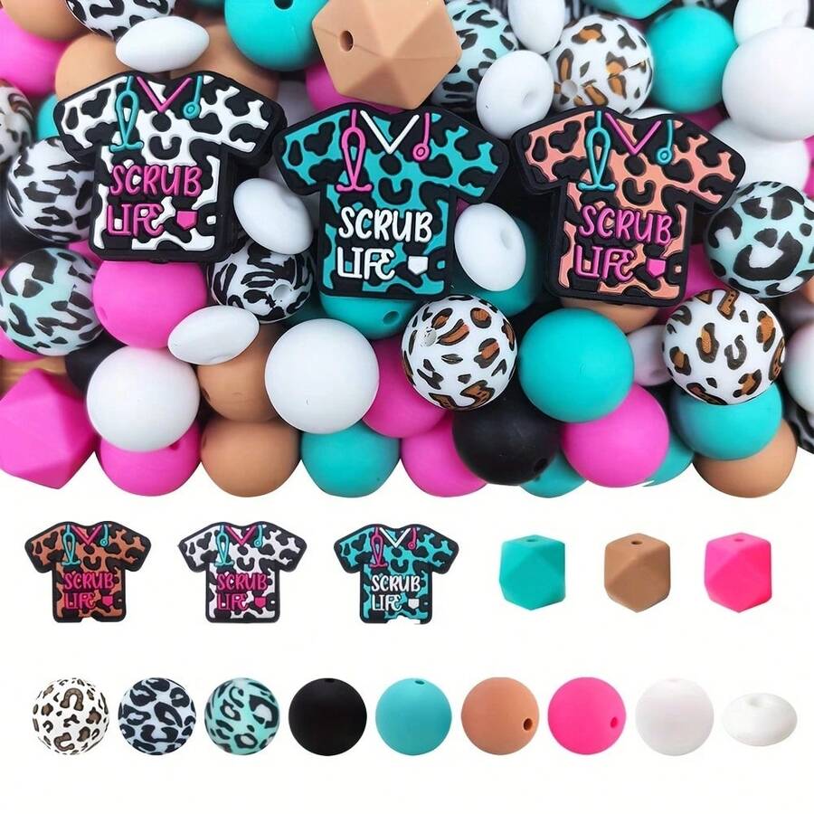 25/56PCS Multi-Size 2D Nurse Series Silicone Beads Set, Adult DIY Accessories, Suitable For DIY Beaded Pens, Earrings And More, Perfect As Holiday Birthday Gift Beads & Bead Assortments