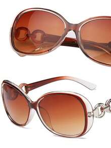 1 件女士时尚大框时尚眼镜，时尚欧美时尚眼镜 - 咖啡棕 - 查看 3