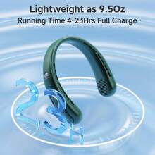 Portable Neck Fan, Hands-Bladeless Fans, 360 ° Airflow, 4000 MAh Battery Operated Wearable Personal Fan, Twistable, Rechargeable Fans Outdoor Indoor, Birthday Gifts Men Women-Black