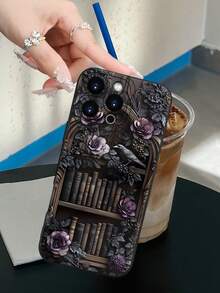 New Fashion TPU Phone Case - Hot Selling Gothic Bookcase Pattern Design Theme Luxury Shockproof Aesthetics Cute Phone Case, Lens Highlighting Protection, Compatible With For IPhone 16/16Plus/16Pro/16ProMax, 15, 14, 13, 12, 11 Series, Compatible With For Galaxy S/A Series, Easter Gift, Christmas Halloween Decoration/Birthday Gift, Girlfriend, Boyfriend, Friend Or Yourself. - 黑色 - 查看 5