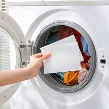 20/50/100片洗衣染料吸收片，不褪色防褪色织物保护片，家用染料转移抑制剂纸 - 白色 - 查看 6