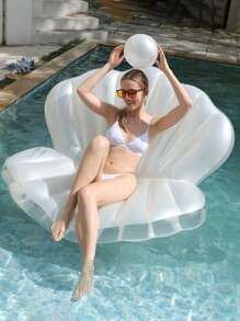 1pc Adult Inflatable Pearl Clam Shell Handle Beach Float Sofa Bed, Christmas
