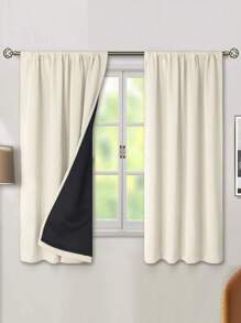 1pc 99% UV-Resistant Polyester Blackout Curtain, Rod Pocket Hanging, Non-Bleachable Plain Weave, Bedroom Art Theme, Coated Blackout Thermal Insulation, Energy-Saving, Sound Absorbing - Ideal For Bedroom, Farmhouse, And School For Deep Sleep