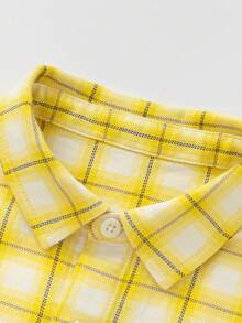 Balabala Boys Plaid Flannel Shirt 2025 New Thick Cozy Jacket - Yellow Tone - View 3
