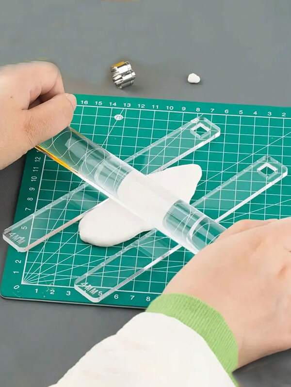 2pcs Pottery Tools And Supplies Clay Tools And Supplies - Transparent Acrylic Ceramic And Pottery Clay Handicraft Rolling Stick Guide Suit-Uncharged,Polymer Clay Thickness Bar, Slab Roller And Hand Modeling Tool,Pottery & Sculpting Tool Set