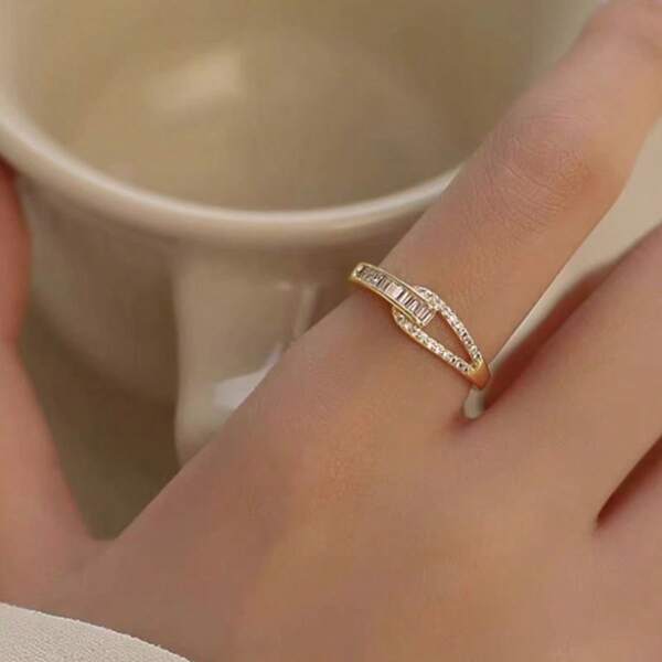 1 Stück minimalistischer, zarter Zirkonia Einzelknöchelring, modernes offenes Design Fingerring für Frauen