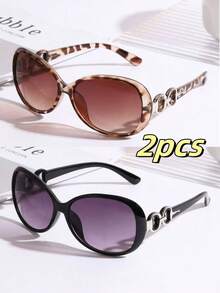 1/2/3 pares de gafas de moda ultraligeras y oversize para mujer, con bisagras plateadas únicas, versátiles para el estilo callejero, adecuadas para conducir, la vida diaria y los viajes al aire libre - Multicolor - Ver 18