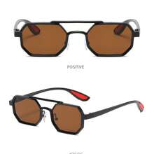 1 Pair Unisex Metal Geometric Frame Fashion Glasses, Personalized Fashion Casual Eyewear Back To School Fashionable Preppy School Look