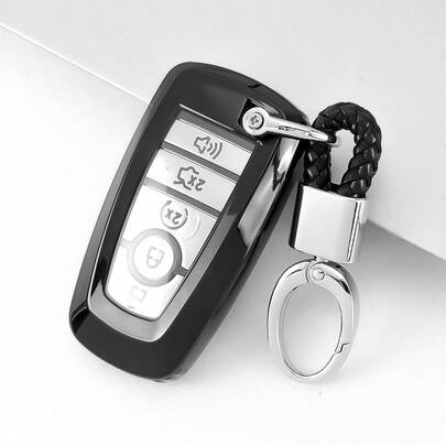 Funda de TPU suave para llavero de coche con llavero, apta para Explorer, Escape, Edge, Expedition, F150, F250, F350, F450, F550, Mustang 3/4/5 Botón Llave inteligente