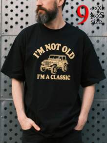 Camiseta de manga corta con estampado gráfico de corte holgado para hombres | Eslogan divertido, diseños de dibujos animados, letras y animales | Alta calidad, de secado rápido, transpirable | Hombro caído, cuello redondo, costuras contrastantes | Versátil para salir, amigos, regalo de novio, commuting, viajes y vacaciones | Top de moda coreana resistente a las arrugas para primavera, verano, otoño y otoño