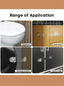 2/4pcs Safety Cupboard Door Lock, Anti-Pinch Drawer Lock, Safety Cabinet Locks, Proofing Latches, Anti-Pinch Drawer Locks, Transparent Lowered Safety Locks,For Fridge Cabinets Drawers Toilet Easy Install No Tools Needed, Adjustable Strap, Halloween, Valentine's Day, Christmas, Thanksgiving Gifts