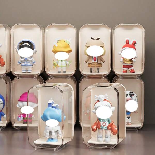 1pc/6pcs Figurine Storage Display Rack, Transparent Acrylic Single Cabinet, Freely Spliced Storage Display Box, Toy Storage Box, Dustproof Display Box,