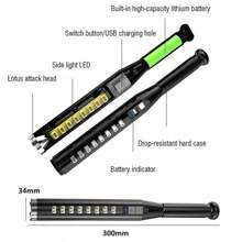 1 pièce Lampe de poche d'autodéfense avec lumière latérale, OSL+8 LED, 4 modes d'éclairage, lampe de sécurité puissante, torche tactique pour l'extérieur, lampe de baseball à lumière intense, pour la patrouille extérieure, l'aventure, la chasse, le camping, la randonnée, anti-émeute, les urgences, le travail