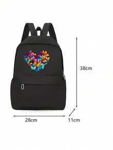 Mochila escolar grande con estampado de mariposa para adolescentes, mochila escolar de moda en negro, mochila escolar para estudiantes. Cartera larga con monedero clásico de gran capacidad con cremallera (color y estilo aleatorios). Bolsas y estuches para portátil de vuelta al cole. - Negro - Ver 9