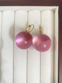 2 pares/set o individual Pendientes de óvalo geométrico de resina acrílica de colores tipo macaron para mujeres, diseño minimalista adecuado para primavera/verano, citas, fiestas, ir y venir, multiocasiones - Redondo multicolor - Ver 21