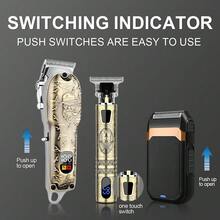 LQT1/2/3件套，高级男士沙龙理发器和剃须刀套装，无线理发器，USB充电理发器，男士胡须修剪器，精美包装，家庭和理发师之选，节日送礼佳品，男士礼品