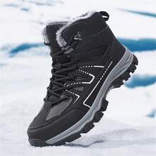 Herbst/Winter Neue Hochwertige Dicksohlige Warme Thermisch Gefütterte Herren Outdoor Schneestiefel, PU Herren Stiefel in Große Größen, Outdoor Wanderschuhe, Bequeme Lässig Schuhe, Wanderstiefel, Outdoor Sport Bergstiefel, Jagdstiefel, Trekkingschuhe, Outdoor Stoßabsorbierende Geländestiefel, Bergschuhe, Outdoor Abenteuer Campingschuhe, Thermisch Gefütterte Verstärkte Rutschfeste Dauerhafte Schwarze Wanderstiefel