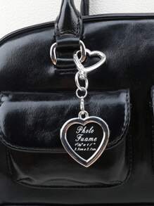 1pc Unisex Apple Heart Shaped Key Chain, Photo Frame Keyring, Personalized Couple's Memorabilia, Bag Pendant