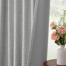 % Blackout Curtains Bedroom, 84 Inch Long Blackout Curtains, Clip Rings Linen Drapes, Thermal Insulated Room Darkening Living Room, 2 Panels - Beige, W50xL84, Bedroom Decor - 灰色 - 查看 3