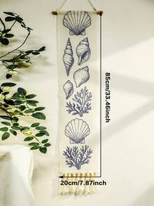 1 tấm thảm treo tường phong cách Boho hình vỏ sò và sao biển, trang trí mùa hè, có tua rua, phù hợp cho phòng khách và phòng ngủ, tranh treo tường dọc, trang trí tường dọc hẹp cho phòng ngủ, phòng tắm và phòng khách (số lượng tua rua ngẫu nhiên) - Nhiều màu - Xem 7