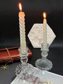 3Pcs/1Pc Elegant Clear Candle Holders/Candlestick Holders, Room Decor/Home Decor/Table Decor,Natural Crystal Design, Suitable For Furniture Decoration, Home Table Decoration, Wedding Center Decoration, Office Decoration, Outdoor Garden Decoration, Room Decoration, Family Gathering, Table Decoration, Wedding, Event,Best Friend Gift/Christmas/Thanksgiving Day/Halloween