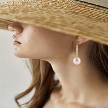 Carefully Selected AAA+ Premium Freshwater Cultured Pearl Earrings Leverback Dangle Pearl Earrings