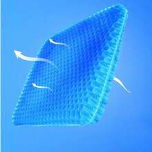 Gel Seat Cushion, Cooling Seat Cushion (Super Large And Thick), Breathable Honeycomb Design Absorbs Pressure Points, Gel Seat Cushion For Office Chairs, Car Seat Cushion For Wheelchair - 藍色 - 查看 5