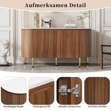 Sairedel Credenza moderna ad arco con ripiani regolabili e gambe in metallo, ideale per soggiorno e sala da pranzo (noce)