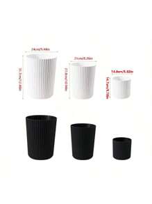1 pieza Papelera minimalista a rayas, blanco/negro/beige, para dormitorio, sala de estar, baño, contenedor de almacenamiento de basura, para uso doméstico y oficina