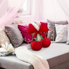 Bow Pillow Cherry Throw Pillow Aesthetic Cute Coquette Room Decor Funny Preppy Cherry Cushions Bedroom Living Room Sofa Bed Chair Decoration (Pink,Small) Valentine's Day - 酒紅色 - 查看 6