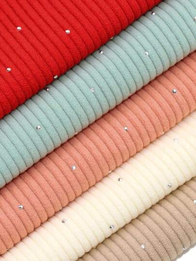 Tecido de veludo cotelê com strass de 50x140 cm, tecido listrado de veludo cotelê de cor sólida, tecido faça você mesmo feito à mão para calças, sofá, decoração de casa - tecido faça você mesmo para ocasiões especiais, 100% poliéster