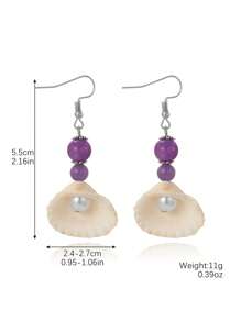 Natural Seashell Pearl Beaded Earrings - Bohemian Ocean Beach Vacation Jewelry, Colorful Statement Dangle Earrings For Women