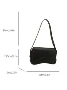 Minimalist Solid Color Shoulder Flap Bag, Classic Textured Crossbody Bag Purse For Women