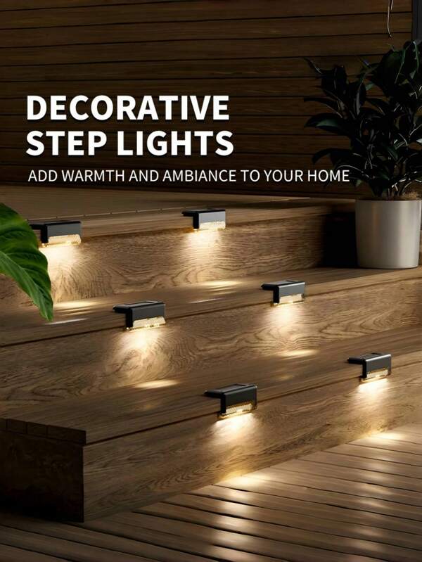 4/8/12/16/24/32 Pack, Outdoor Solar Step Lights, Solar Lights, Outdoor Garden Lights, Automatic Lights At Dark,  Waterproof Night Light, Outdoor Decoration, Suitable For Camping, Garden, Home Decoration, Is A Perfect Gift For Christmas, Halloween, Thanksgiving Decoration And Gift Giving