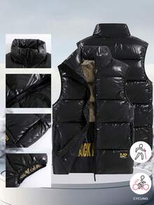Chaleco impermeable de invierno para hombre, chaleco casual a prueba de viento Thick - Negro - Ver 1