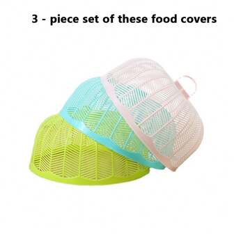 3 piezas Cubiertas de alimentos, cubiertas transparentes de plástico redondo para platos de comida, protector contra moscas, polvo y mosquitos para la mesa de comedor