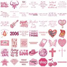 50 Pezzi Adesivi con citazioni romantiche rosa, adesivi estetici in vinile per scrapbooking, diario, computer portatile, paraurti, skateboard, borraccia, computer, telefono, cartoni animati, elmetto, auto e decalcomanie