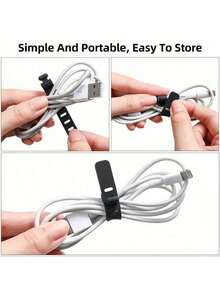 10 件装 73 毫米/10 毫米可重复使用紧固线束线带，适用于耳机鼠标线绕线器，便携式柔软硅胶电线整理器 - 彩色 - 查看 7