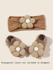 1 Set Infant Flower Decor Elastic Nylon Headband And Socks - Brown - View 5