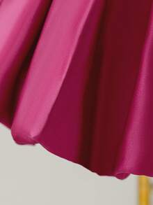 优雅缎面蝴蝶结后背花童礼服，适合生日派对、学校舞会等场合，不含头饰 - 玫紅色 - 查看 9