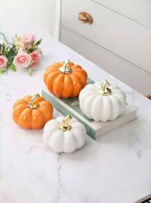 1pc Pumpkin Shaped Ceramic Decoration Piece, Minimalist & Modern, Suitable For Desk, Office, Home Decor, Essential Halloween Decoration & Gift