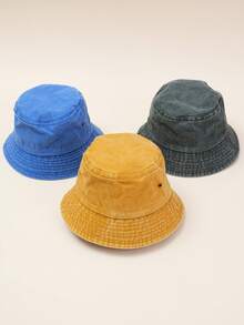 1pc Unisex Vintage Washed Bucket Hat, Plain Color Casual Sun Hat Suitable For Hiking & Vacation - Hat - View 12